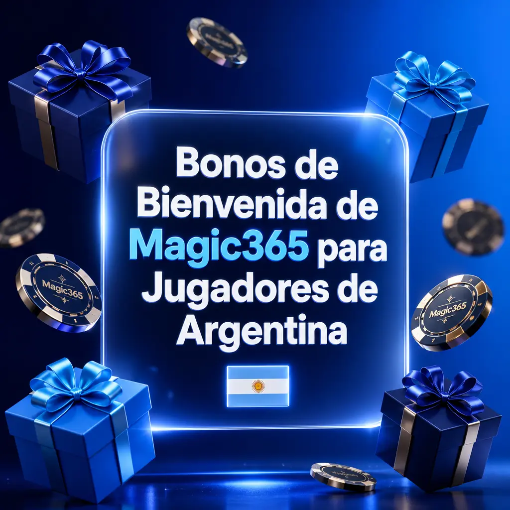 Bonos de bienvenida de Magic365 para deportes y casino en Argentina, con rollover x35 y giros gratis en tragamonedas.
