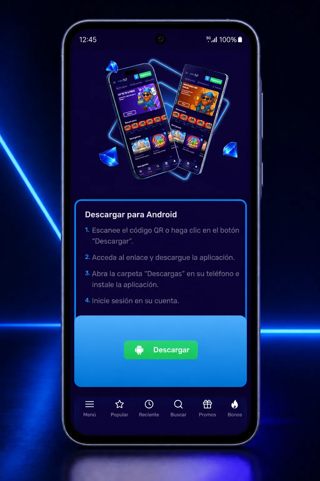 Pasos para descargar e instalar la app Magic365 APK en Android, mostrando la pantalla del dispositivo móvil