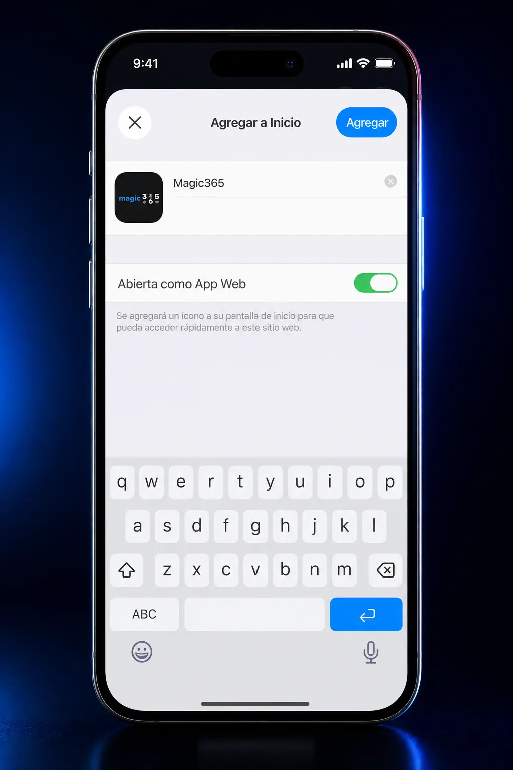 Pasos para descargar e instalar Magic365 App en iOS desde Safari sin usar App Store.