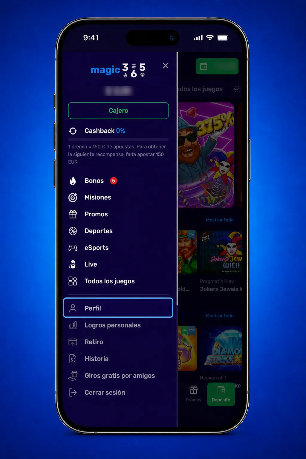 Pasos para verificar tu cuenta en Magic365: DNI, selfie con documento y comprobante de domicilio.