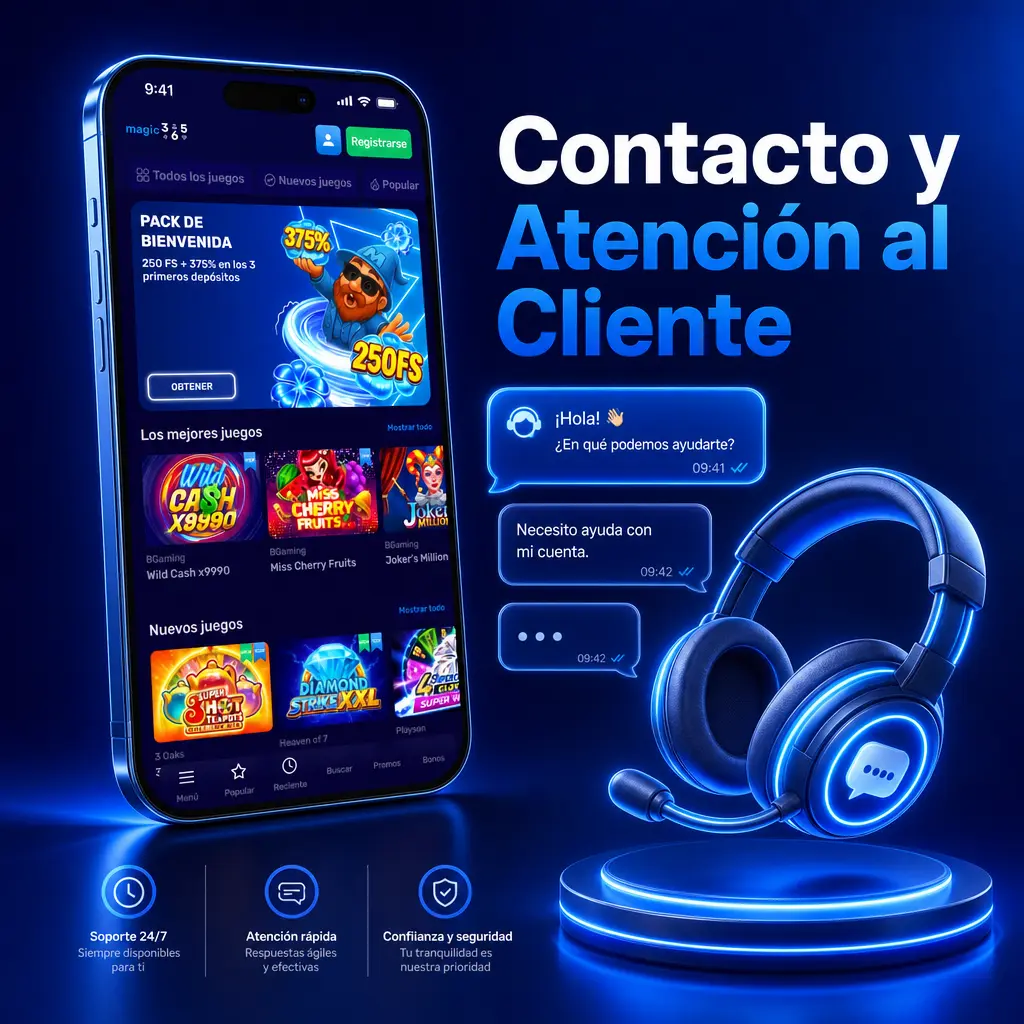 Atención al cliente de Magic365 disponible 24/7 por chat, correo, Telegram y centro de ayuda para usuarios de Argentina