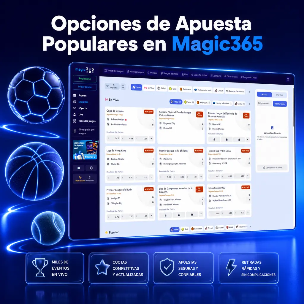 Opciones de apuesta en Magic365: prepartido, en vivo y combinadas, con cuotas fijas o dinámicas para jugadores en Argentina.
