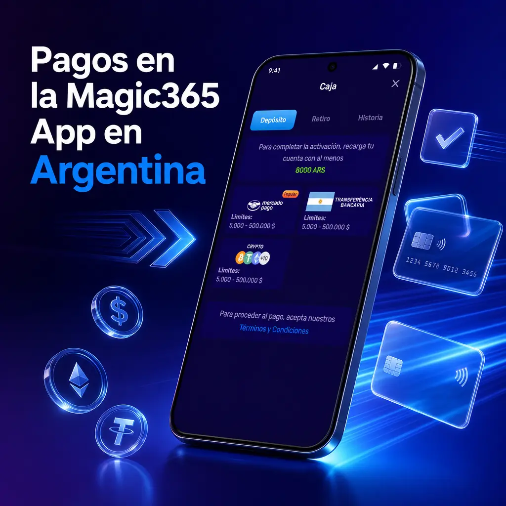 Métodos de pago en Magic365 App Argentina: Mercado Pago, transferencia bancaria y USDT, con depósitos y retiros rápidos