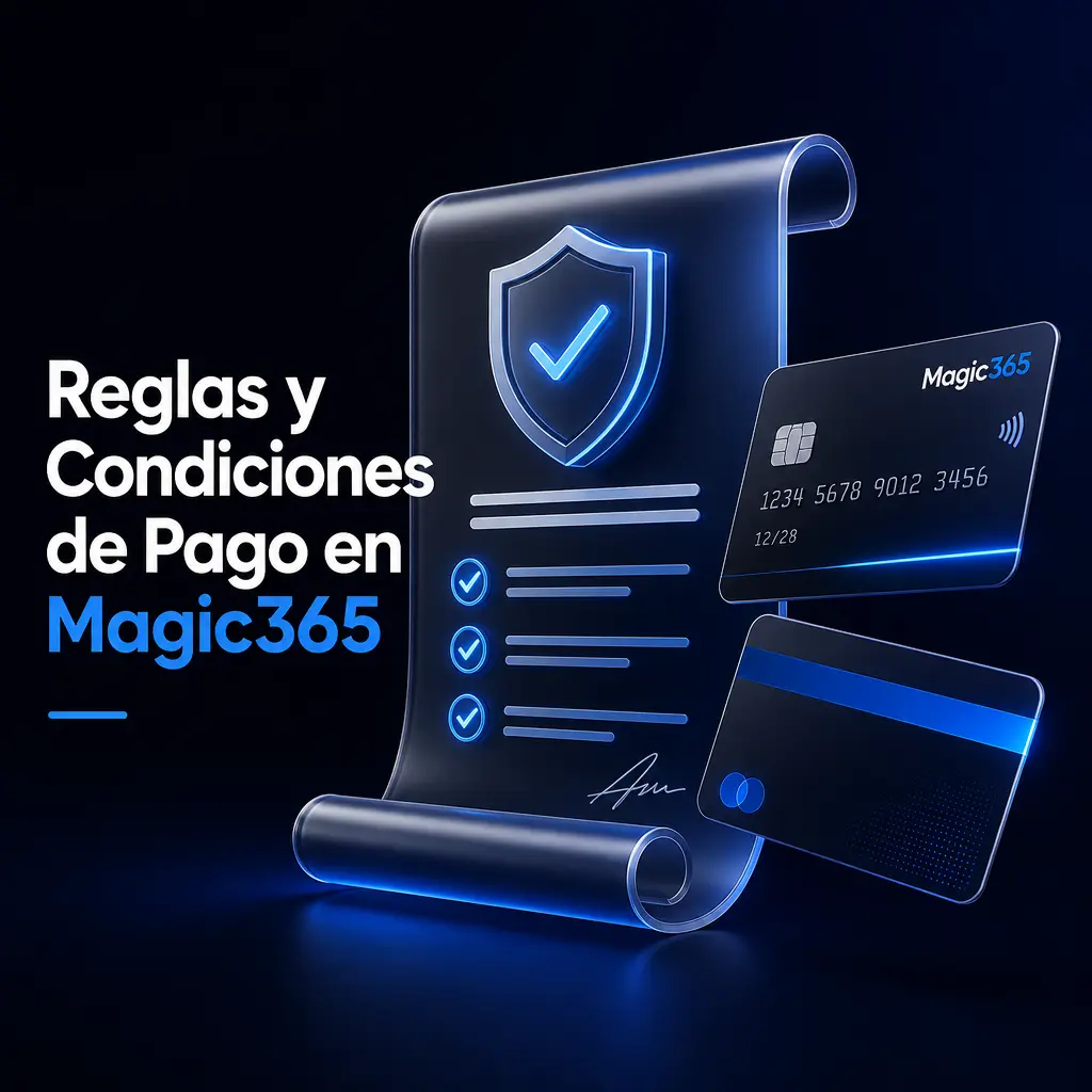 Reglas y condiciones de pago en Magic365: verificación de identidad, titularidad de cuenta, bonos y límites de retiro diario.
